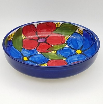 Große runde Schale Servierschale 30 cm x 7 cm spanische Handarbeit Keramik Pottery