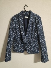 MAX Co. Women s Giacca Blazer Jacket Floral Pattern One button Navy size 6