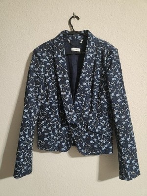 MAX&Co. Women s Giacca Blazer Jacket Floral Pattern One button Navy size 6