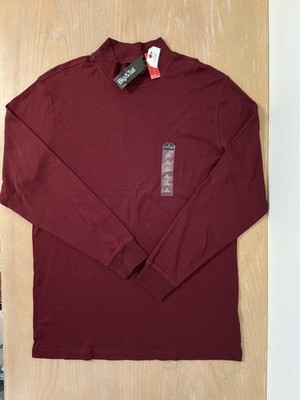 St. Johns Bay Shirt Mens Large Tall Burgundy Mockneck Long Sleeve Big & Tall