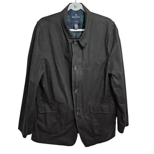 Brooks Brothers Mens Chore Jacket Votton Plaid Lining Barn Field Canvas Black L - product listing photo
