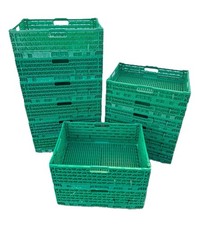 10 x Collapsible Plastic Storage Boxes Folding Crate 600 x 400mm - 400 x 300mm