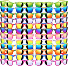 48 Pack Kid Sunglasses Bulk for Luau Party Favors, 16 Colors Neon Sunglasses wit