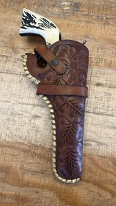 VINTAGE HUNTER HAND TOOLED LEATHER RIGHT HAND GUN HOLSTER 3100-14