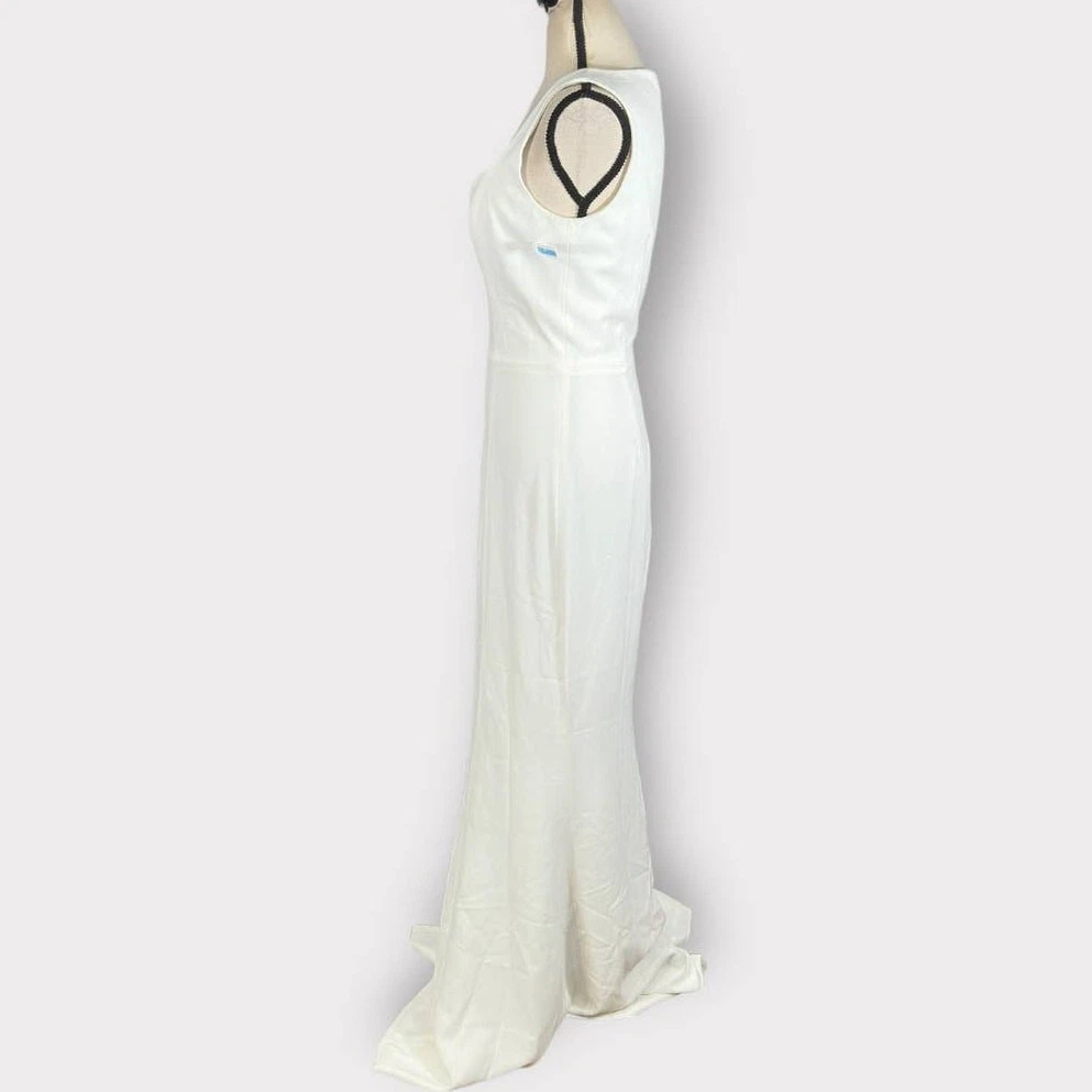 OFF WHITE Abito The Population Monroe abito spacco laterale donna piccolo bianco sporco maxi nuovo con etichetta