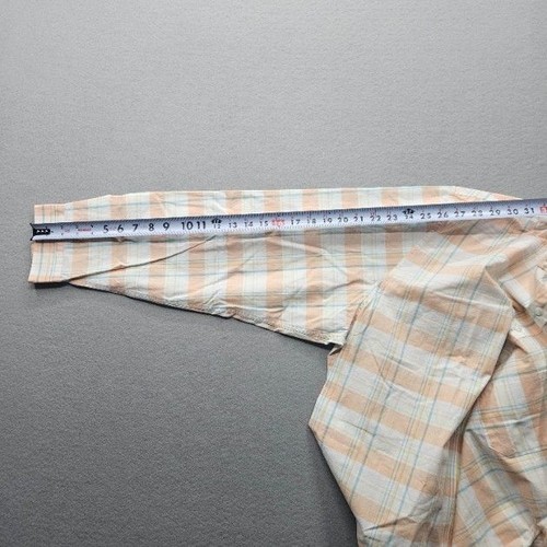 Coast Men's Size XXL Orange White Blue Plaid Long Sleeve Button Down Shirt - Picture 8 of 11