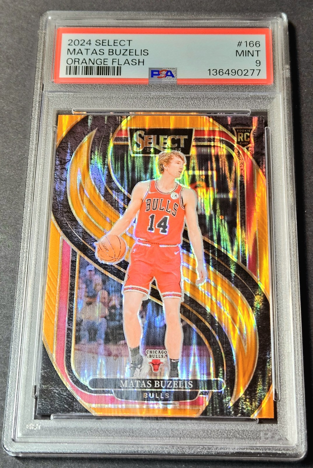 2024-25 Panini Select Orange Prizm Matas Buzelis Flash Rookie Premier PSA 9 #166
