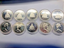 Anlegerposten , 10 x 1 $ Kanada Silber , 1976 , 233,3 g Silber , Investorenpaket