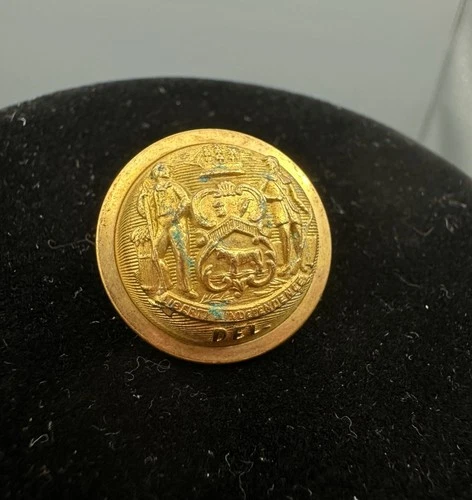Delaware State Seal Uniform Button - Late 1800s to 1900s - Waterbury Button Co.