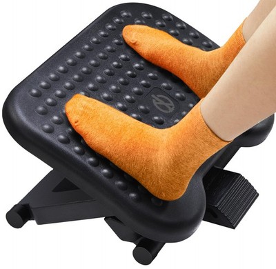 Under Desk Footrest, Adjustable Foot Rest with 3 Height Settings and 30-Degre...