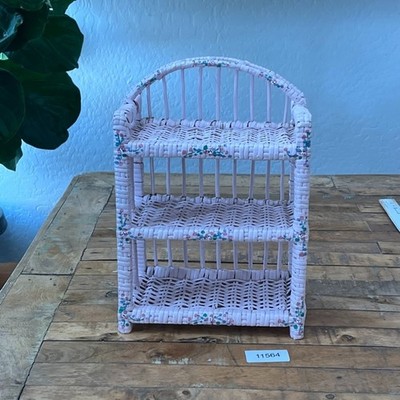 Vintage 70s Three-Tier Wicker Rattan Shelf 13