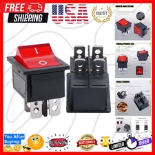 2Pcs Rocker Switch AC 10A/125V 6A/250V DPST 4 Pins 2 Position ON/Off Red LED ...