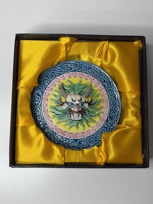 Dragon Head Hand-painted Chinese Glazed Ceramic Tile Or Roundel Decor