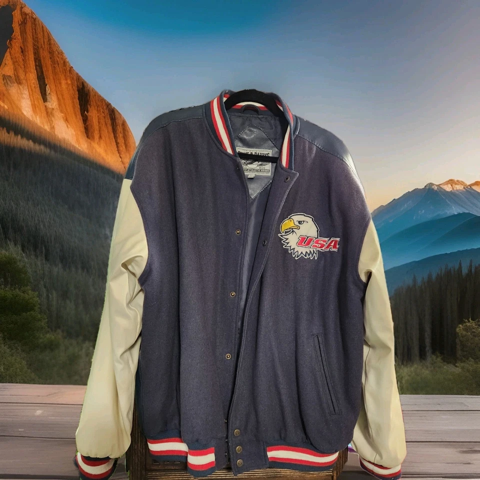 Steve & Barry's Vintage USA Letterman Varsity Jacket Size XL Patriotic Flag - Image 4 of 4