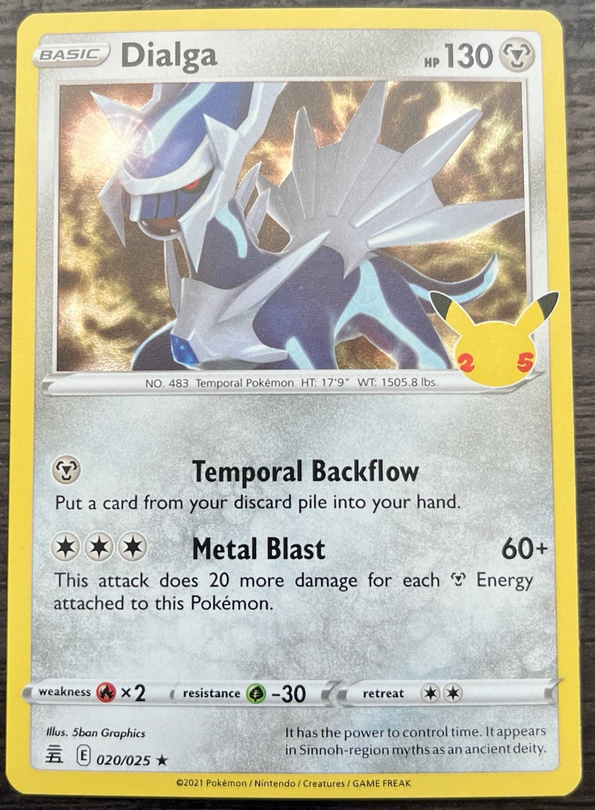 Dialga 020/025 Pokemon TCG Sword & Shield Celebrations Holo MINT NM
