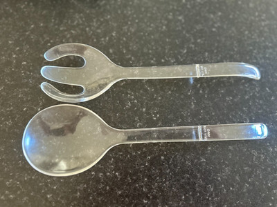 FOX RUN Clear Acrylic Salad Servers Set Transparent Serving Spoon Fork 26 cms