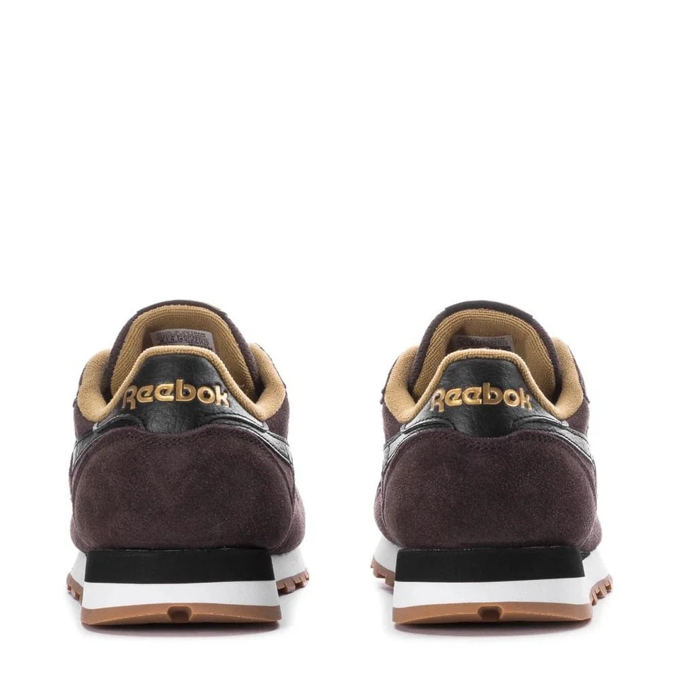 Zapatillas Reebok Clásicas de Cuero Marrón Oscuro Dorado Acento Informales Unisex M8/W9.5 Foto 3 de 4