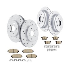 Front and Rear Drilled and Slotted Brake Rotors Ceramic Brake Pads Brake Kit ...