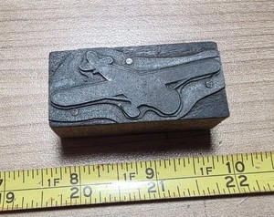 Vintage Letterpress Printing Block Airplane