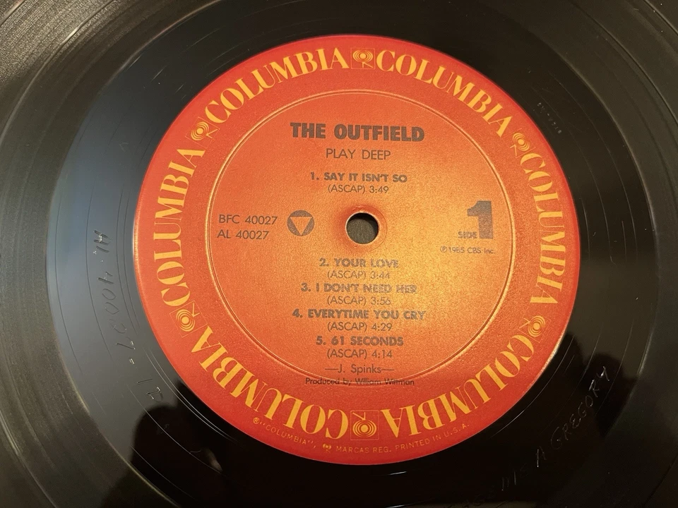 The Outfield Play Deep 1985 Vinyl NM Record Album LP Columbia Records BFC 40027 - Image 4 of 4