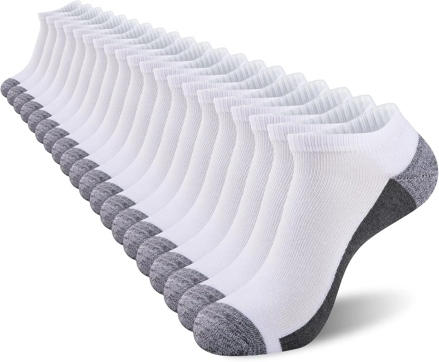 COOVAN Men Athletic Ankle Socks 12 pack Low Cut Short Cushion One Size, White