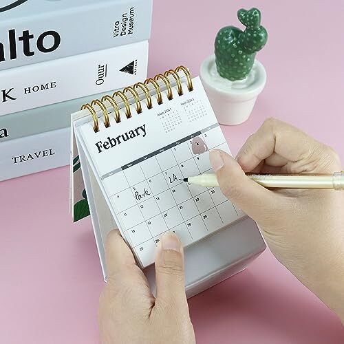 Mini Desk Calendar 2024, Monthly Standing Flip Calendar with Steel Coil,  - Imagen 7 de 7
