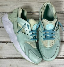 CLEANED Nike 7Y Girls Air Huarache Run SE Igloo Shimmer Green Teal Women's 8.5