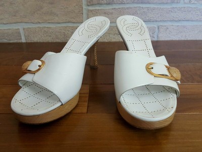 chanel white mules