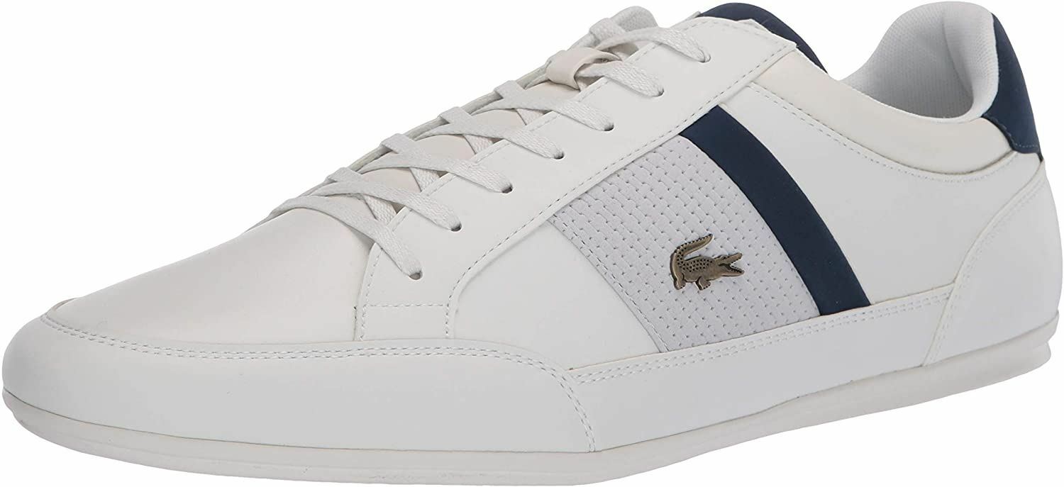 lacoste stone & navy chaymon trainers