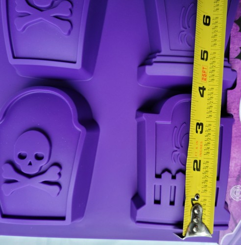 Trudeau Silicone 6ct Halloween Tombstone Jumbo CUPCAKE Baking Pan Mold Purple - Picture 9 of 10