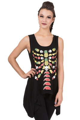 Lost Queen by Banned-Apparel-UK Suspicion Fruity Skeleton Cut Out Tank Top Tunic