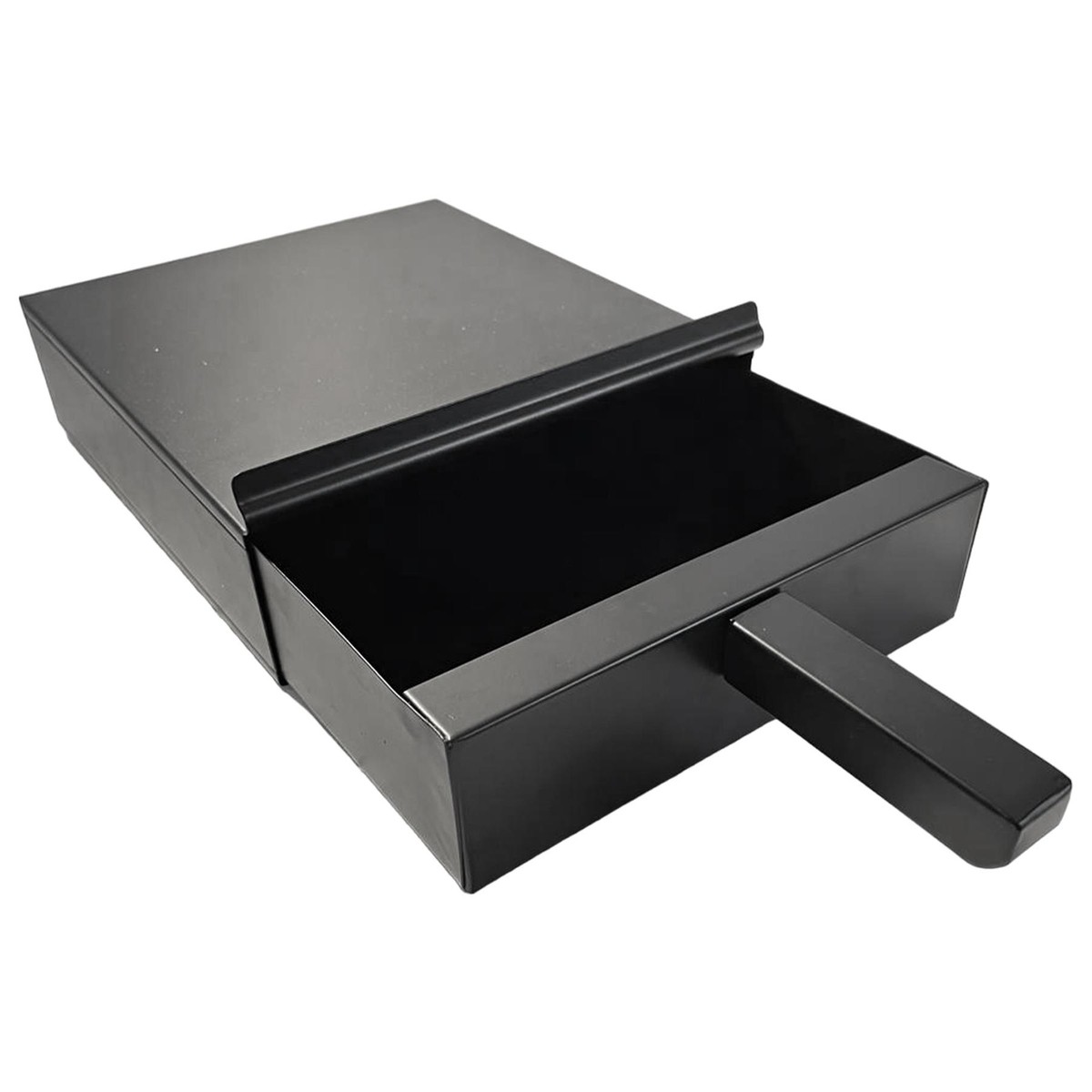 Black powder coated FIRESIDE METAL SQUARE ASH PAN CARRIER BOX AND