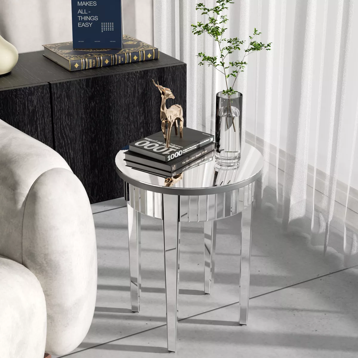 Modern silver end table sales