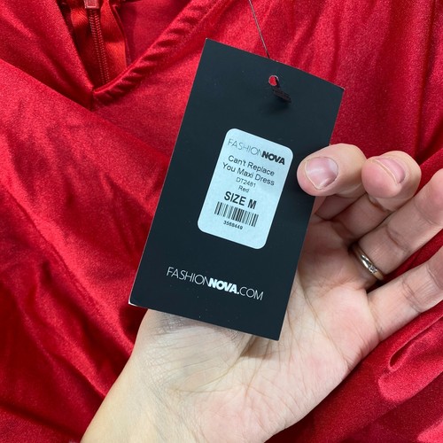 New Fashion Nova Dress Women M Medium Red Maxi Long Zipper Sleeveless V-Neck - 第 7/10 張圖片