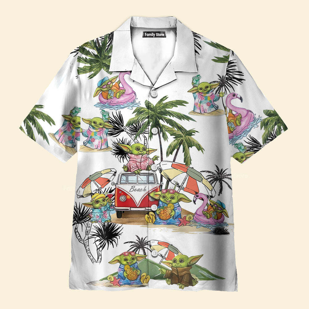 SW Cartoon Baby Yoda   Hawaiian Shirt