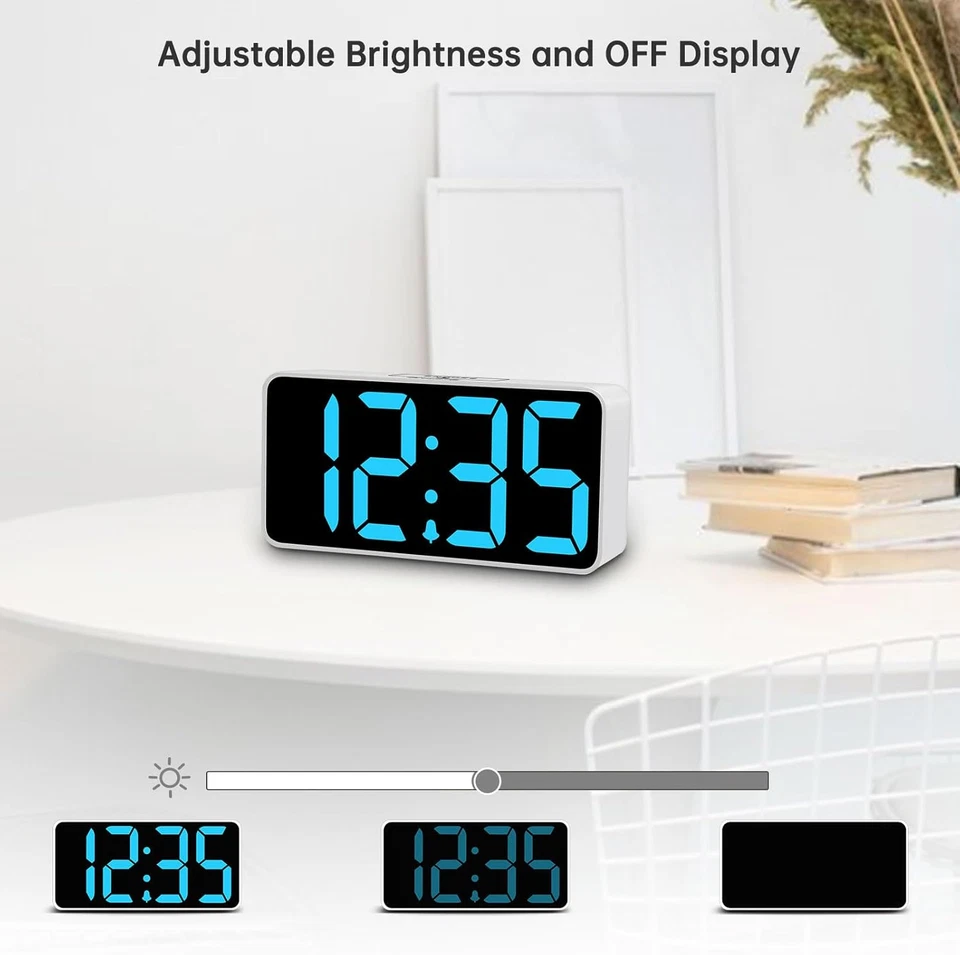 Compact Digital Alarm Clock with USB Port for Charging, 0-100% Adjustable Brigh - Image 3 of 4