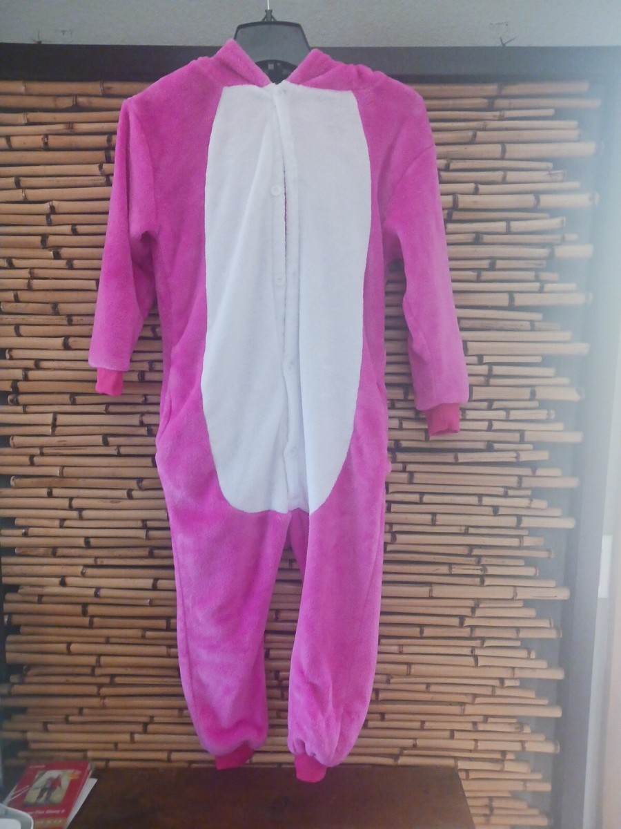 Vintage Pink Unicorn Costume Hooded, Side Pockets, Back End Zipper