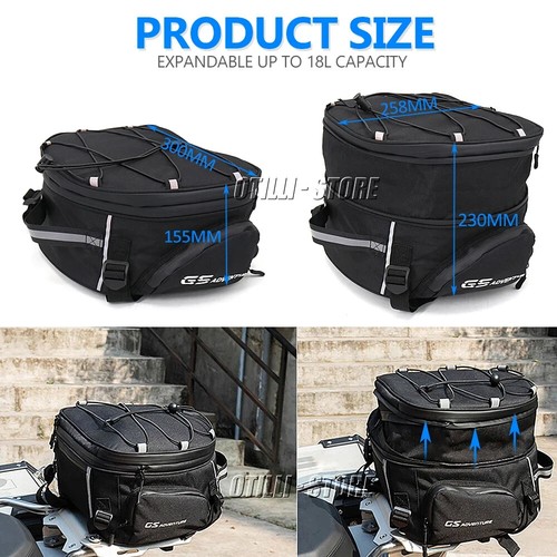 For BMW R1300GS 2024- Nylon Black Waterproof Tail Bags Back Seat Bags Handbag - Picture 8 of 16