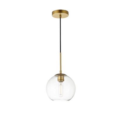 Living District Baxter 1 Light Pendant, Brass/Clear, 7.9'' - LD2206BR