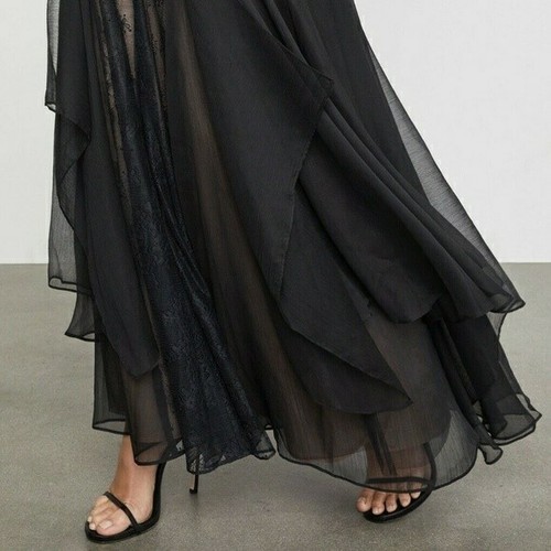 NWT BCBG MAXAZRIA EMBROIDERED SCROLLING LACE GOWN DRESS BLACK Sz 10 - Picture 6 of 9