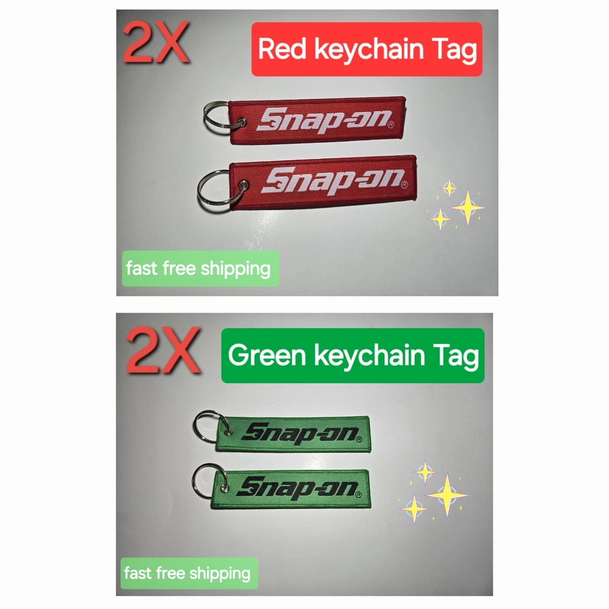 Snap-on キーホルダーセット 緑 赤 4Pack Snap On Tools PROMO Keychain Tag Lanyard RED & Green 5