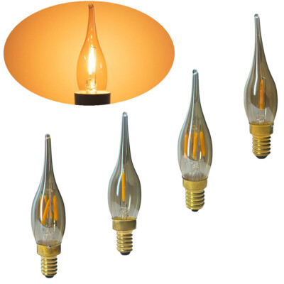 C22 Led Filament Bulb Brown Glass Shell Cob Candle Light Bulbs Vintage Lamp Warm