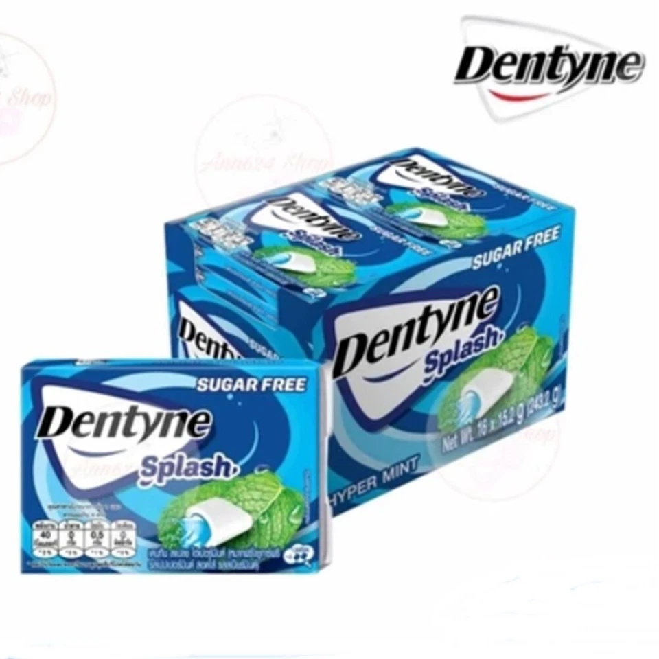 Paquete de 5/10 Dentyne Splash goma sin azúcar menta verde relleno masticación tailandesa Foto 2 de 4