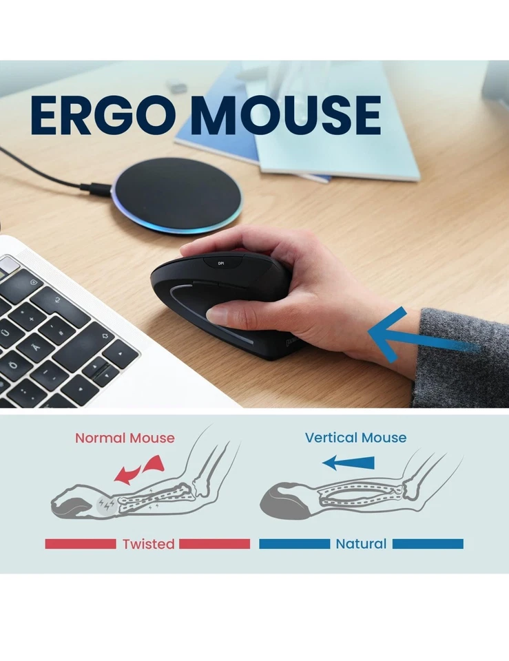 perixx PERIMICE-713RX Wireless Rechargeable Vertical Mouse P2 - Image 3 of 4