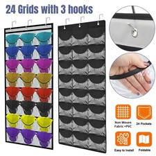 24 Grids Over Door Hat Organizer Rack Baseball Caps Storage Holder Hanger Closet