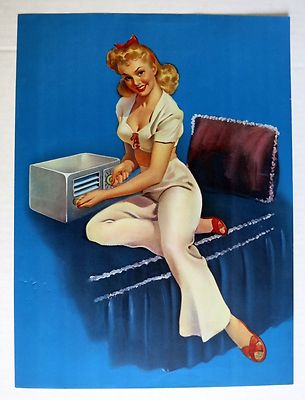 Authentic 1940-50s Pinup Girl Picture Young Blond Girl Adjusting