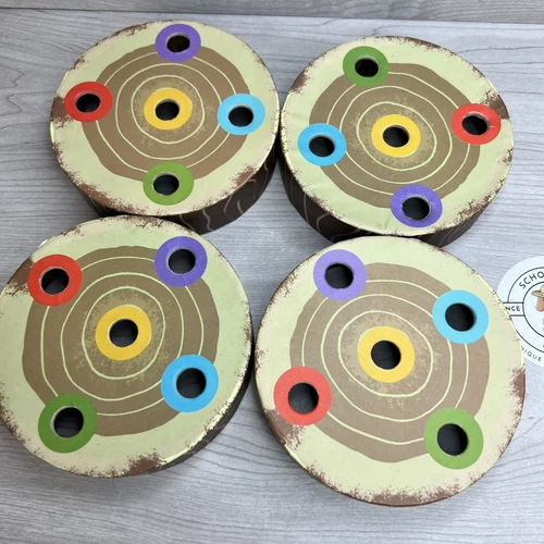 THE SNEAKY SNACKY SQUIRREL Game Replacement Parts 4 Wood Logs Lot Pieces Used