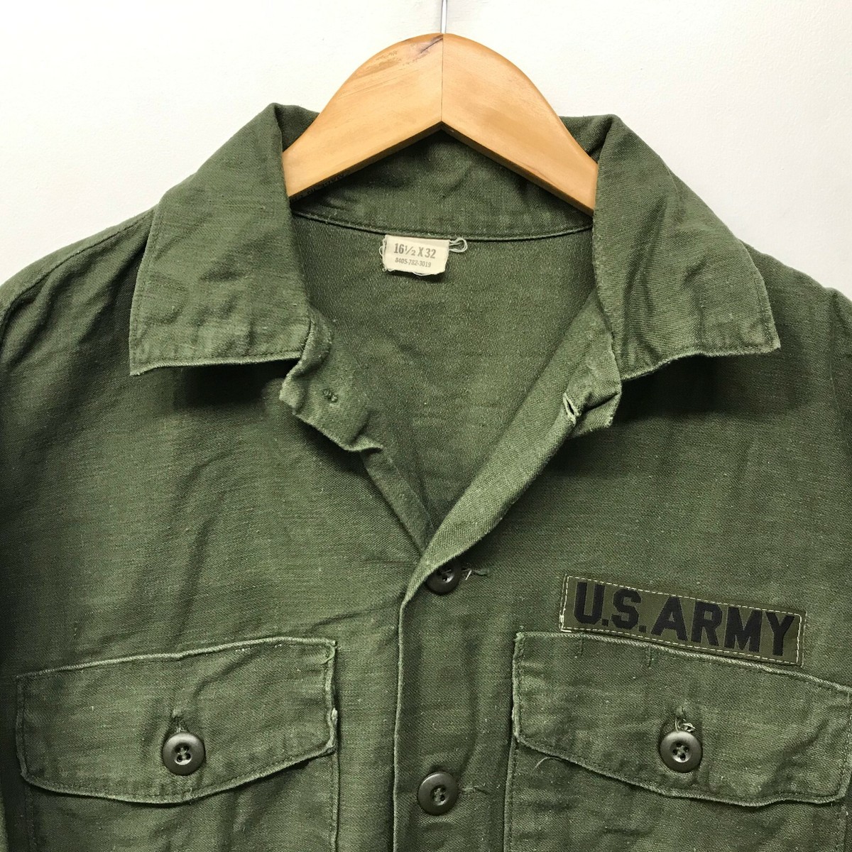 Vintage OG107 Fatigue Shirt, 16 1/2 x 32 US Army 1960's