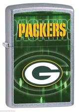 Zippo Street Chrome Lighter With Green Bay Packers Logo,  28602, New In Box