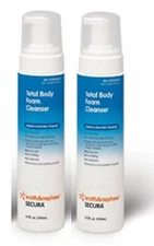 Secura Total Body Rinse-Free Antimicrobial Body Wash, 8.5 oz Scented, 2 Pack